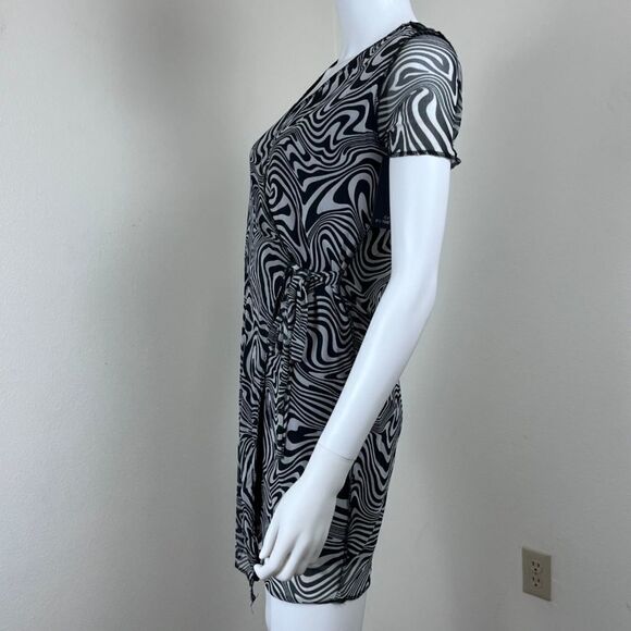Caution To The Wind Women Size S Black Faux Wrap Mini NEW Dress Pullover Retro - Picture 12 of 13